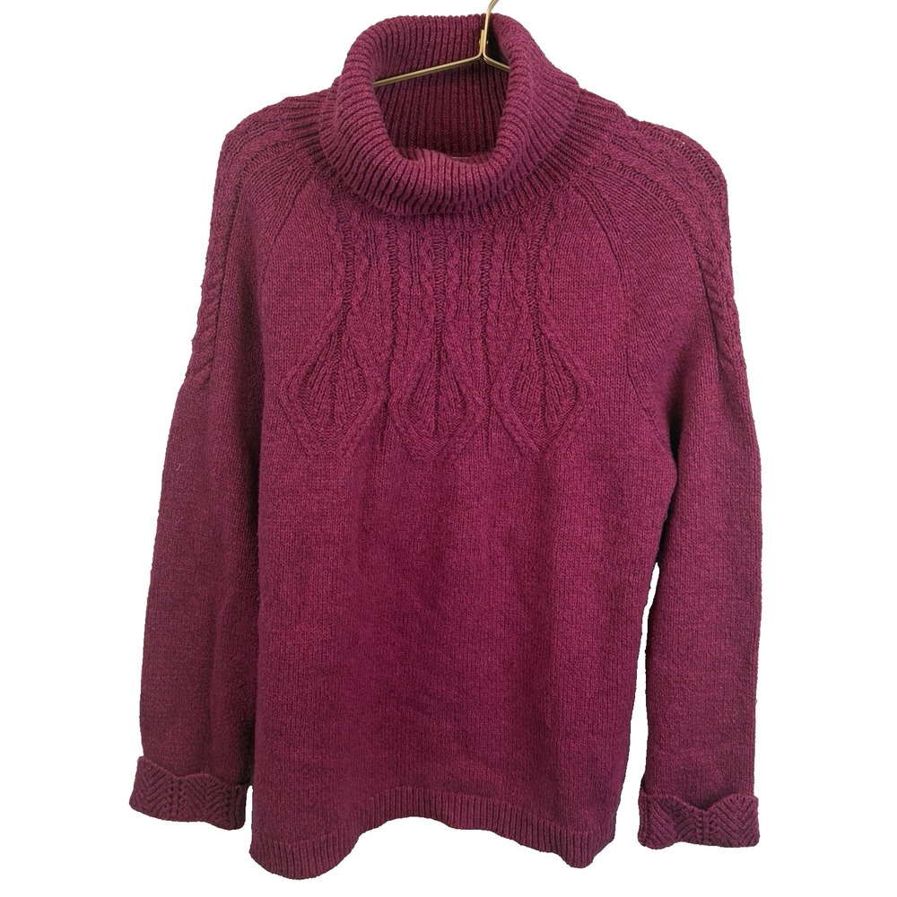 Sundance Hot Pink Turtleneck Sweater Size Large Cotton Acrylic SIlk Nylon‎